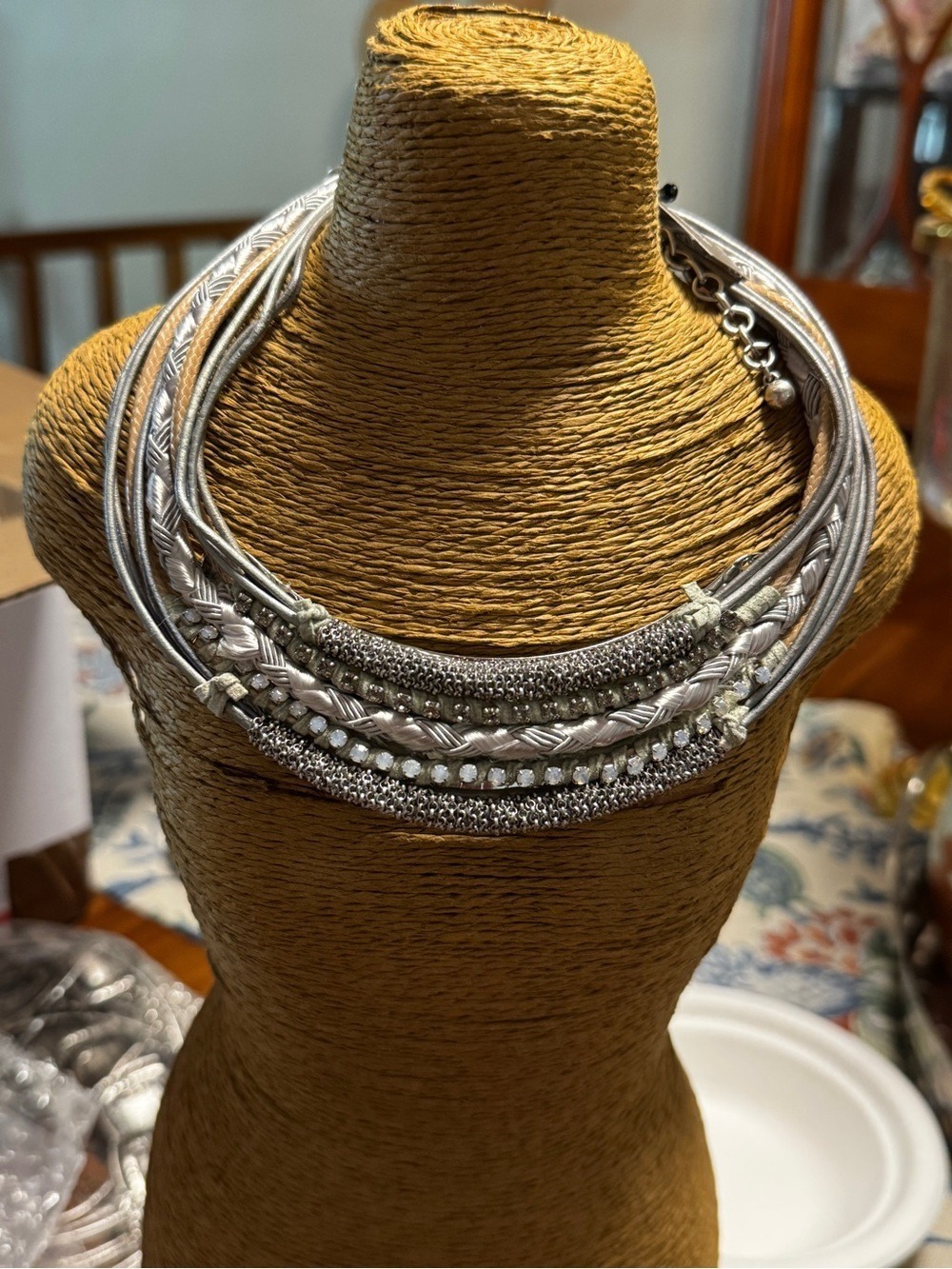 Chico's Silver Multi-Row Layered Necklace